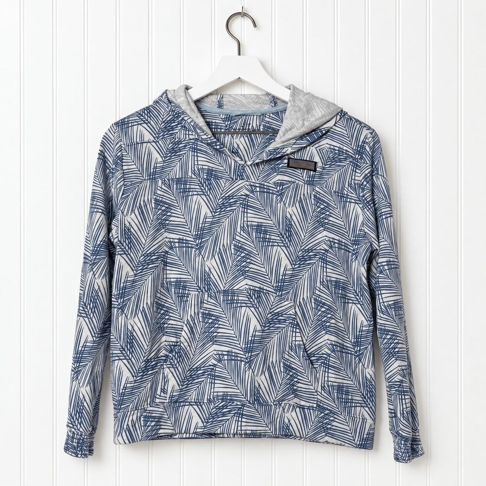 Vineyard Vines · Kids L(14) · 96% Rayon · Palm Leaf Pullover Hoodie · Blue White